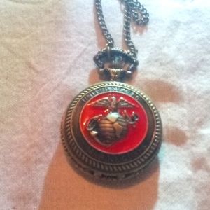 United States Marine corps pocket watch with 30-in chain